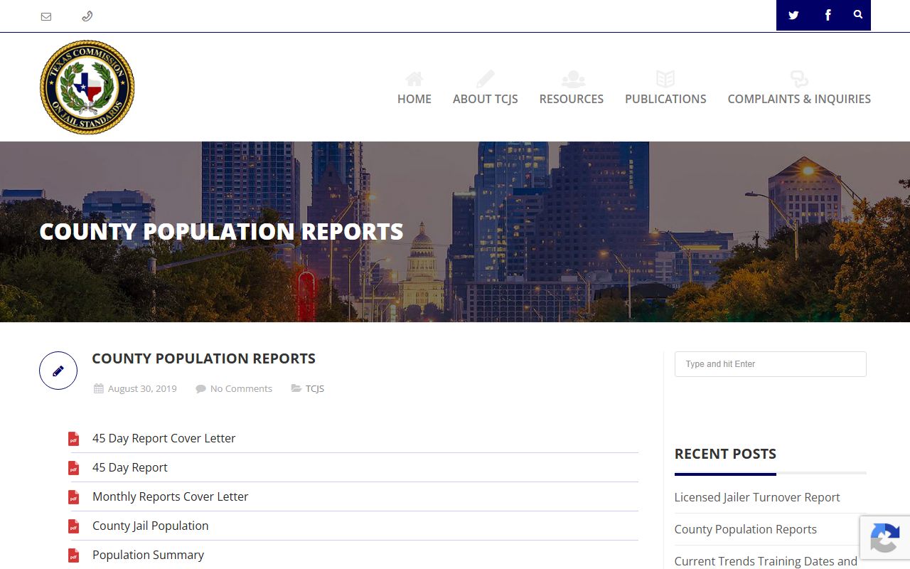 Cooke County inmate population TCJS population reports